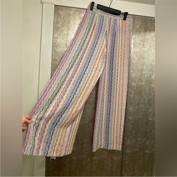 NWT Bcbg Maxazria Multicolor Striped Women's split Wide-Leg Pants, XXS - Picture 8 of 10
